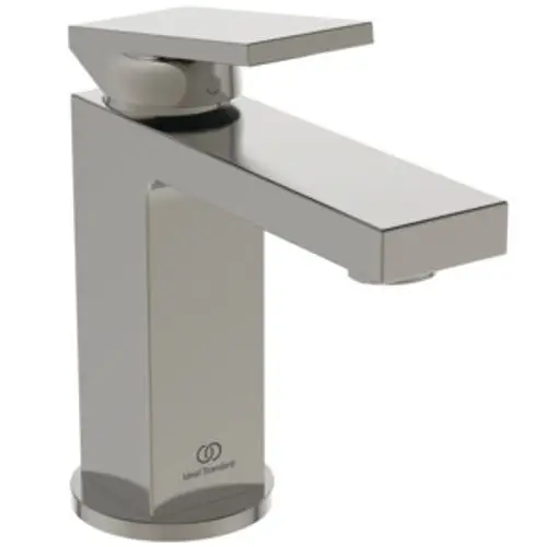 Waschtischarmatur aus Edelstahl von Ideal Standard. Mit quadratischem Auslauf und einem Bedienhebel zur Wasserregelung. Edles, minimalistisches Design.